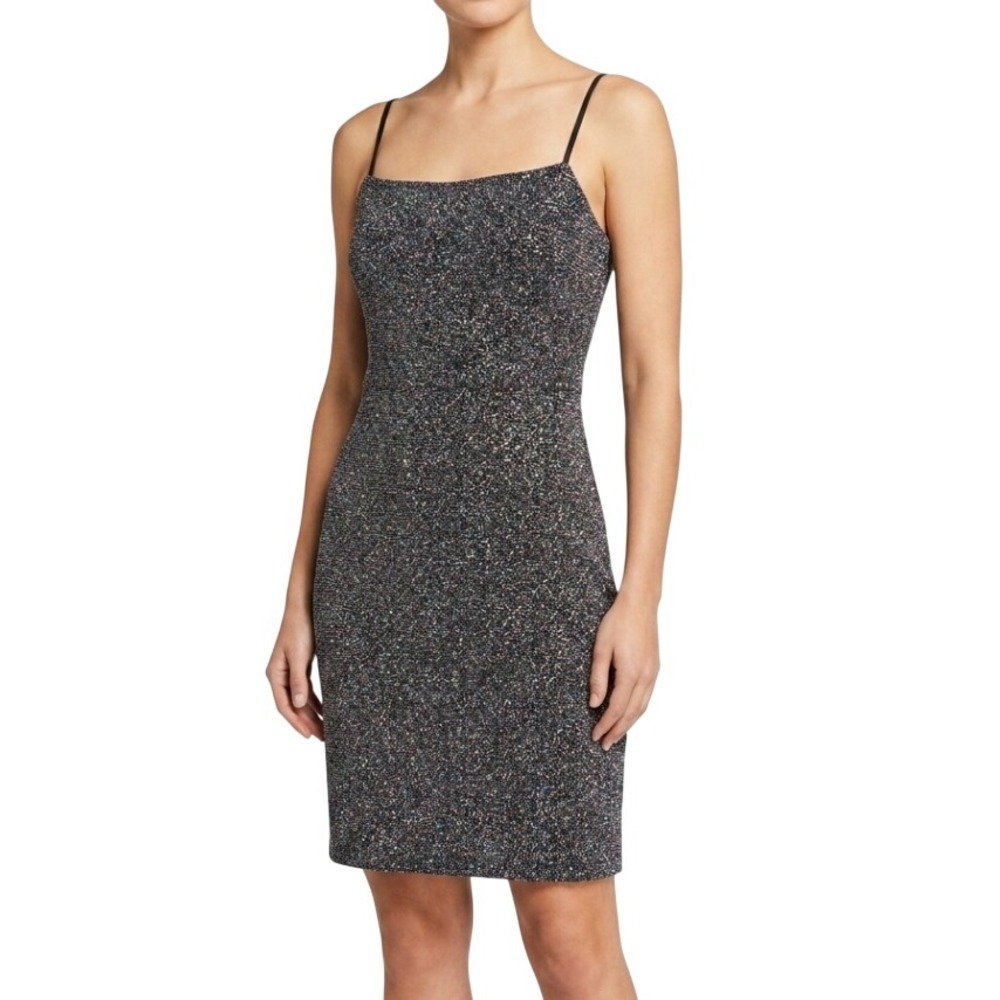 Altar'd State Bodycon Dress Women Large Black Metallic Sparkly Glitter Party Y2K